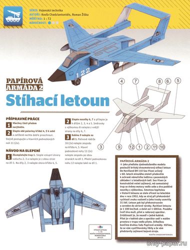 Сборная бумажная модель / scale paper model, papercraft Самолет-истребитель / Stihaci-letoun [ABC 5/2015] 