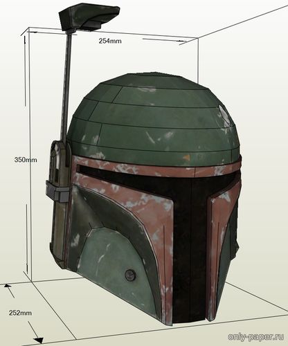 Сборная бумажная модель / scale paper model, papercraft Шлем Боба Фетта / Boba Fett Helmet (Star Wars) 
