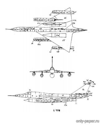 Сборная бумажная модель / scale paper model, papercraft B-58 Hustler [IAF Model] 