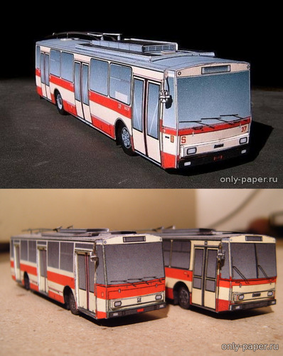 Модель троллейбуса Skoda 14Tr из бумаги/картона