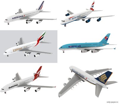 Сборная бумажная модель / scale paper model, papercraft Airbus A380-800 