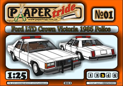 Сборная бумажная модель / scale paper model, papercraft Ford Crown Victoria 1985 (Paper Tride 01) 