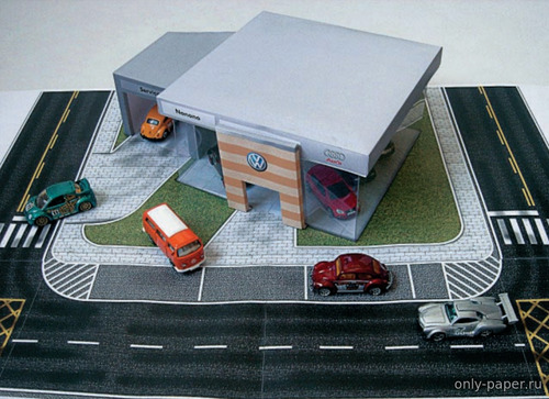 Сборная бумажная модель / scale paper model, papercraft Автомагазин Volkswagen Linden 2008 (Paperhouse164) 