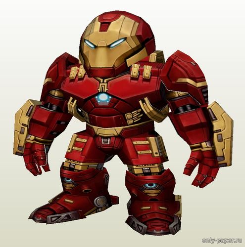 Сборная бумажная модель / scale paper model, papercraft Chibi Model 14 Hulkbuster (Iron Man) 