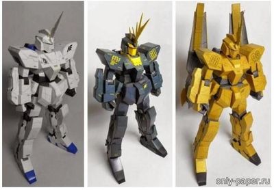 Сборная бумажная модель / scale paper model, papercraft Gundam Unicorn, Banshee And Phenex [Paper-replika - Tos Craft] 