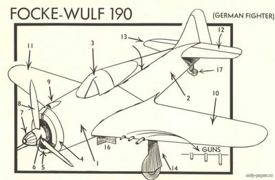 Сборная бумажная модель / scale paper model, papercraft Focke-Wulf Fw 190 (Rigby's-MODELS) 