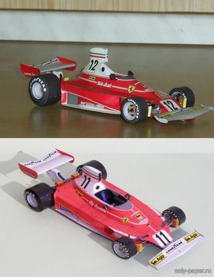 Модель болида Ferrari 312T 1975 Monaco GP N.Lauda C.Regazzoni из бумаг