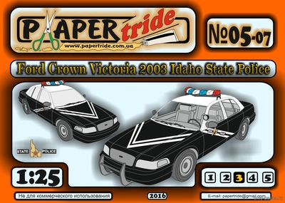 Сборная бумажная модель / scale paper model, papercraft Ford Crown Victoria 2003 Idaho State Police (Paper Tride 05-07) 