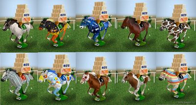 Сборная бумажная модель / scale paper model, papercraft Скаковые лошади / Japan Racing Association Win5 race horses 