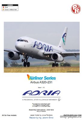 Сборная бумажная модель / scale paper model, papercraft Airbus A320-231 Adria Airways [Julius Perdana - Jaromir Smid] 