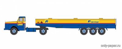 Сборная бумажная модель / scale paper model, papercraft Scania 110 Trailer Fuel Tank Ipiranga [Paperoom] 