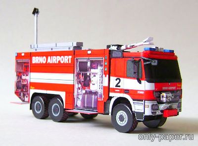 Сборная бумажная модель / scale paper model, papercraft MB Actros 3360 KHA 60 Hasici Airport Brno [Bucobox BB24] 