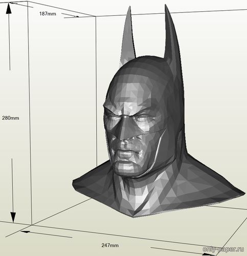 Сборная бумажная модель / scale paper model, papercraft Бюст Бэтмана / Batman Cowl 