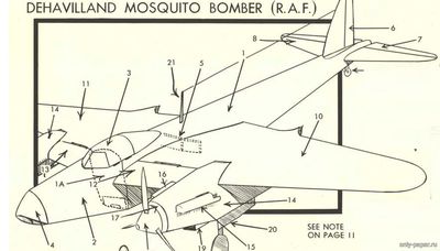 Сборная бумажная модель / scale paper model, papercraft Mosquito (Rigby's-MODELS) 