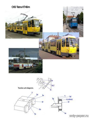 Модель трамвая CKD Tatra KT4 Berlin из бумаги/картона