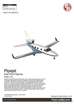 Модель самолета Piper PA-47 PiperJet из бумаги/картона