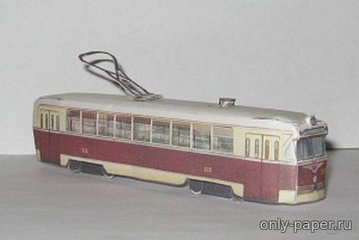 Модель трамвая РВЗ-6 из бумаги/картона