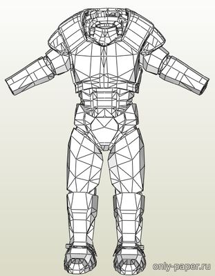 Сборная бумажная модель / scale paper model, papercraft Fallout 2 - Life Size Classic Power Armor 