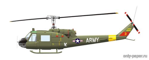 Сборная бумажная модель / scale paper model, papercraft Bell UH-1 Iroquois (Перекрас Fly Model 125) 