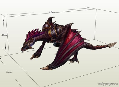 Сборная бумажная модель / scale paper model, papercraft Shyvana the Half-Dragon (League of Legends) 
