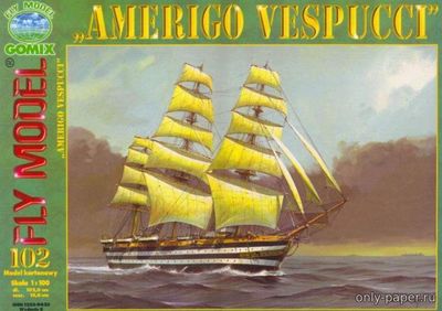 Модель фрегата Amerigo Vespucci из бумаги/картона