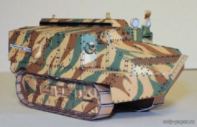 Модель пехотного танка Schneider CA1 из бумаги/картона