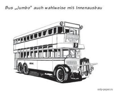Сборная бумажная модель / scale paper model, papercraft Автобус "Jumbo" 1924 