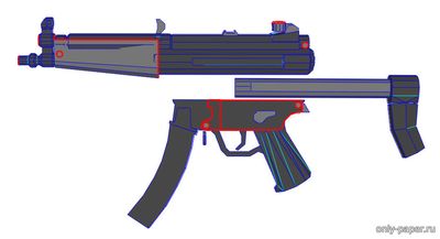 Модель пистолета-пулемета Heckler & Koch MP5 из бумаги/картона