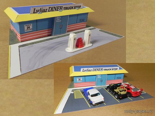 Сборная бумажная модель / scale paper model, papercraft Придорожная закусочная / AFX Speedsteer Diner 