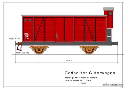 Сборная бумажная модель / scale paper model, papercraft Guterwagen mit Bremserhaus [Kartonmodell Forum] 