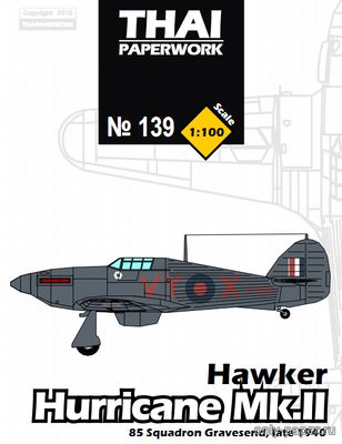 Сборная бумажная модель / scale paper model, papercraft Hawker Hurricane Mk.II (ThaiPaperwork 139) 
