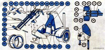 Сборная бумажная модель / scale paper model, papercraft Motorova trojkolka (Elektrón-Zenit 6/1992) 