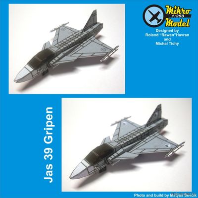 Сборная бумажная модель / scale paper model, papercraft Jas 39 Gripen (PR Models) 
