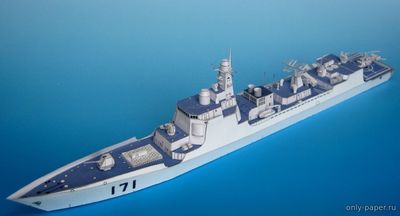 Модель эсминца типа 052C «Ланчжоу из бумаги/картона