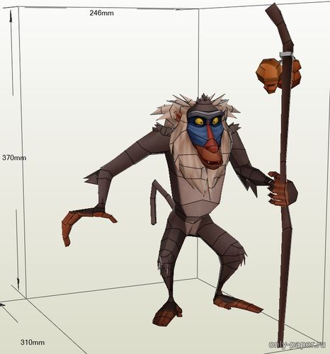 Модель обезьяны Рафики из бумаги/картона