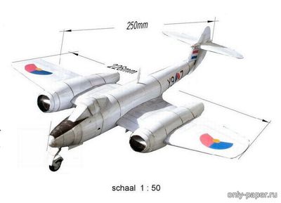 Сборная бумажная модель / scale paper model, papercraft Gloster Meteor Mk.4 