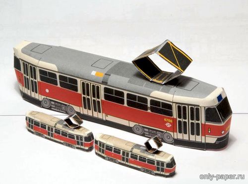 Модель трамвая CKD Tatra T3 из бумаги/картона