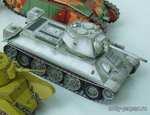 Чертеж танка из бумаги. Модель Т-34-76 образца 1942 года.