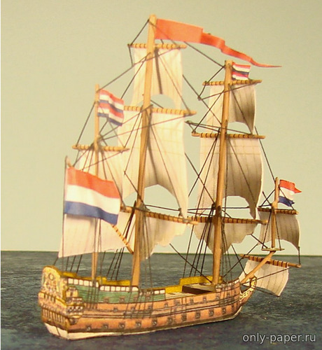 Модель парусника «Бредерод» 1644 из бумаги/картона
