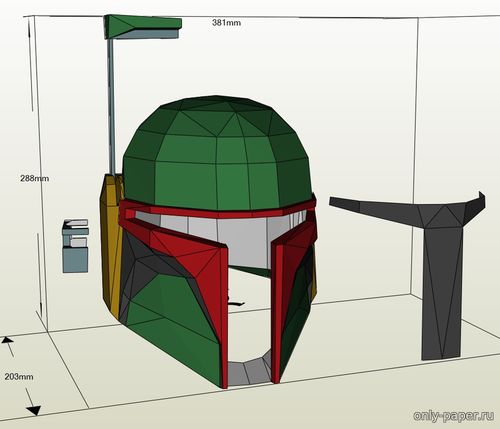 Сборная бумажная модель / scale paper model, papercraft Шлем Боба Фетта / Boba Fett Helmet (Star Wars) 