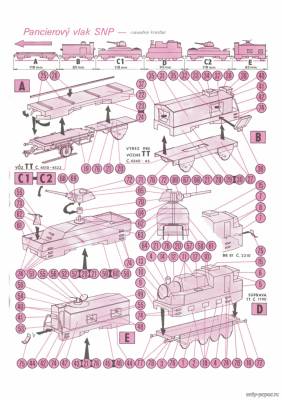 Модель бронепоезда SNP из бумаги/картона