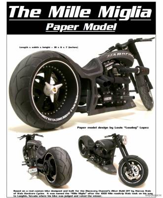 Модель мотоцикла Mille Miglia Custom Bike из бумаги/картона