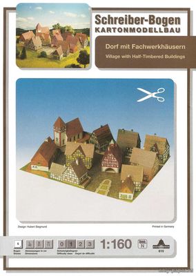 Сборная бумажная модель / scale paper model, papercraft Dorf mit Fachwerkhausern (Schreiber-Bogen) 