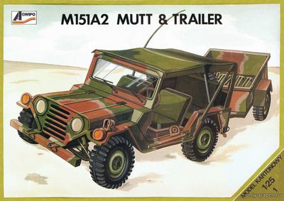 Модель автомобиля M151A2 Mutt & Trailer из бумаги/картона