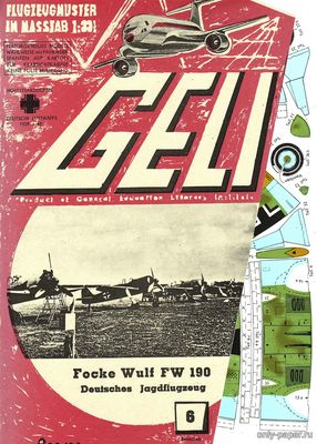 Сборная бумажная модель / scale paper model, papercraft Focke Wulf FW-190 (Geli 06) 