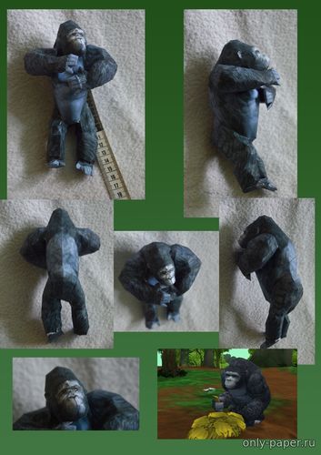 Модель горной гориллы из бумаги/картона