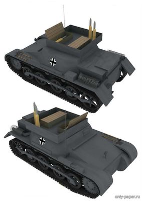 Модель транспортера боеприпасов T-1A из бумаги/картона