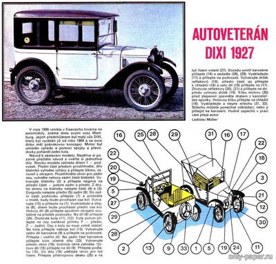Модель автомобиля Dixi 1927 из бумаги/картона