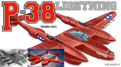 Сборная бумажная модель / scale paper model, papercraft P-38 Lightning (Fiddlers Green) 