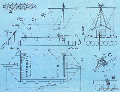 Модель корабля Инков из бумаги/картона